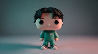 Pop Vinyl Figure Of A Man In A Green Uniform Standing Against A Dark Background — Stock Photo