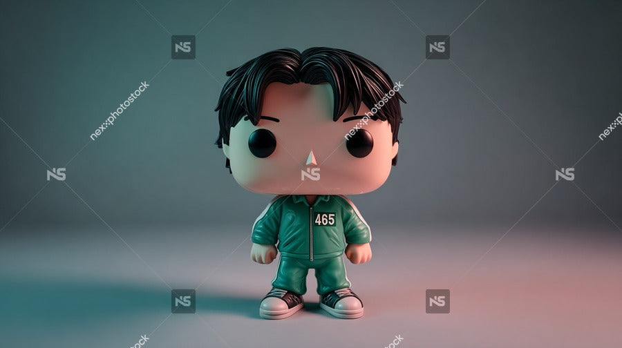 Pop Vinyl Figure Of A Man In A Green Uniform Standing Against A Dark Background — Stock Photo