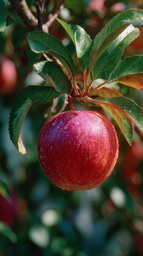 Red Apple Hanging From Tree In Orchard — Stock Photo