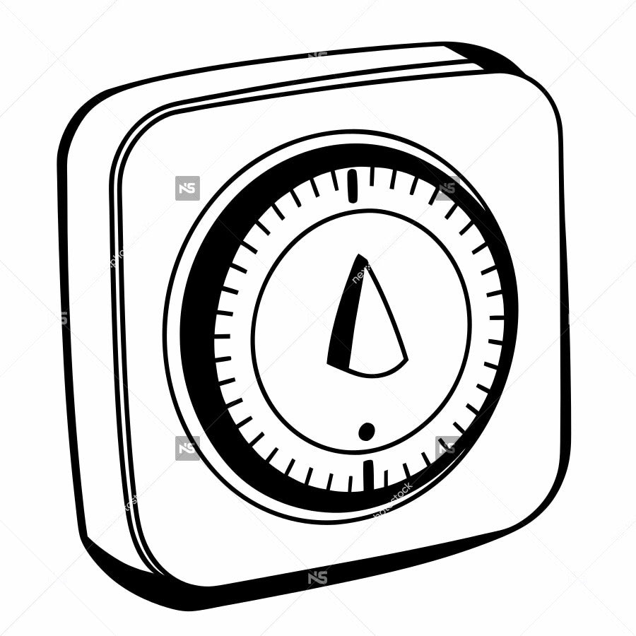 A Black And White Illustration Of A Thermostat With A Temperature Gauge Set Against A White Background — Stock Vector