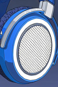Blue Headphones With Speaker Grill — Stock Illustration
