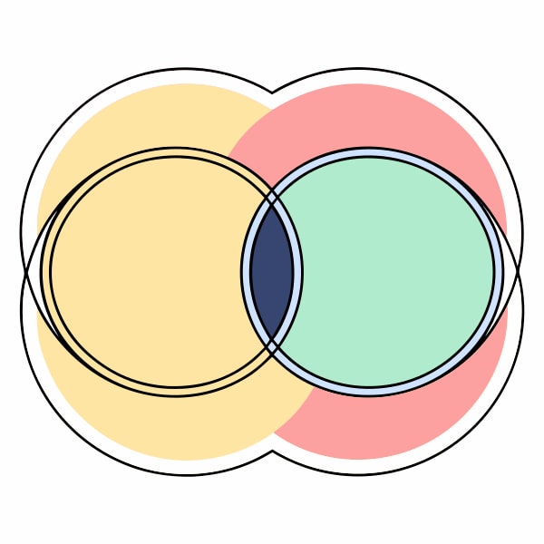 Colorful Abstract Design With Three Overlapping Circles In A Triangular Formation Against A White Background — Stock Vector