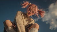 A Young Woman With Pink Hair Styled In Pig Tails Is Captured In A Portrait Style Image — Stock Photo