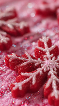 Red Snowflake Decoration With Glittery Texture And A Close Up View Showcasing Intricate Details Of The Snowflakes Against A Dark Background — Stock Photo