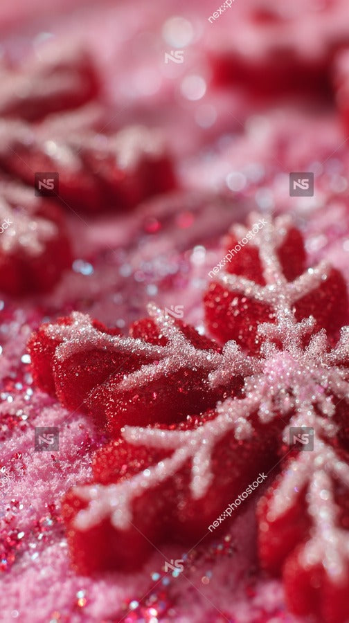 Red Snowflake Decoration With Glittery Texture And A Close Up View Showcasing Intricate Details Of The Snowflakes Against A Dark Background — Stock Photo