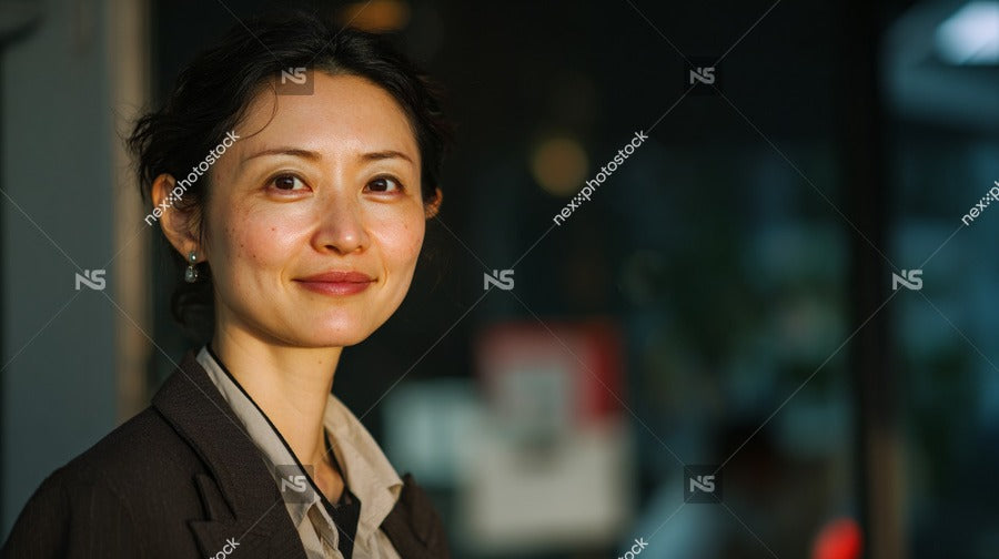Asian Woman Posing For A Portrait In A Restaurant Setting — Stock Photo