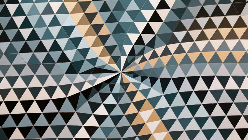 geometric abstract art piece a variety of shapes and patterns in shades of blue black and white - Stock Video