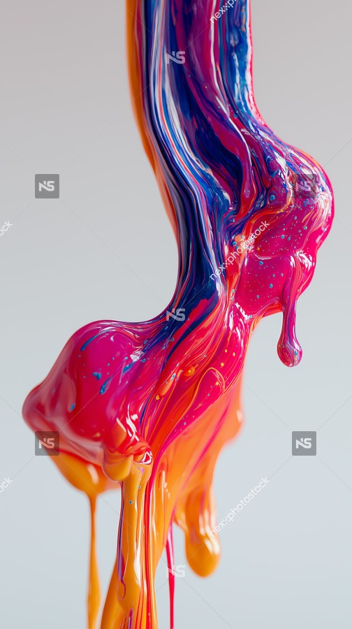 Colorful Paint Dripping From A Brush Creating Splashes Against A White Background — Stock Photo