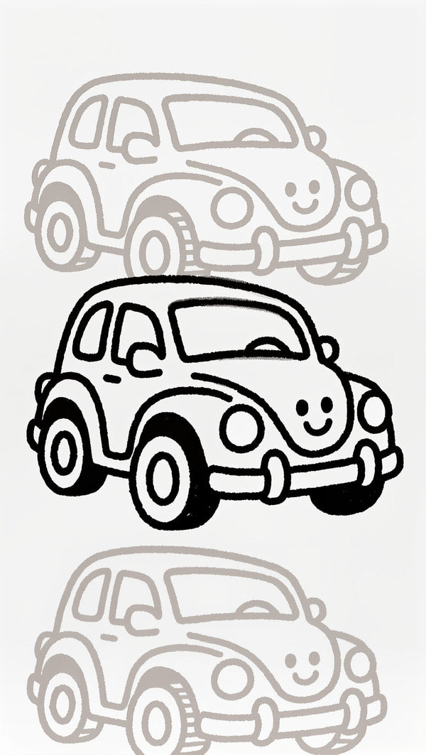 Two Volkswagen Beetles In A Row — Stock Illustration