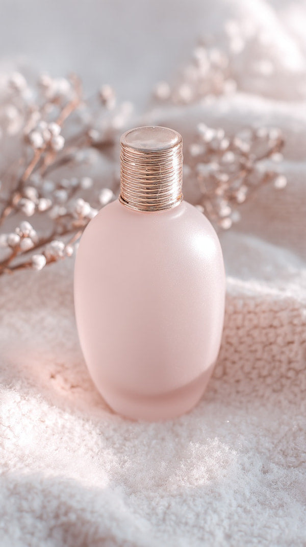 Perfume Bottle With Pink Liquid Placed On A White Surface — Stock Photo