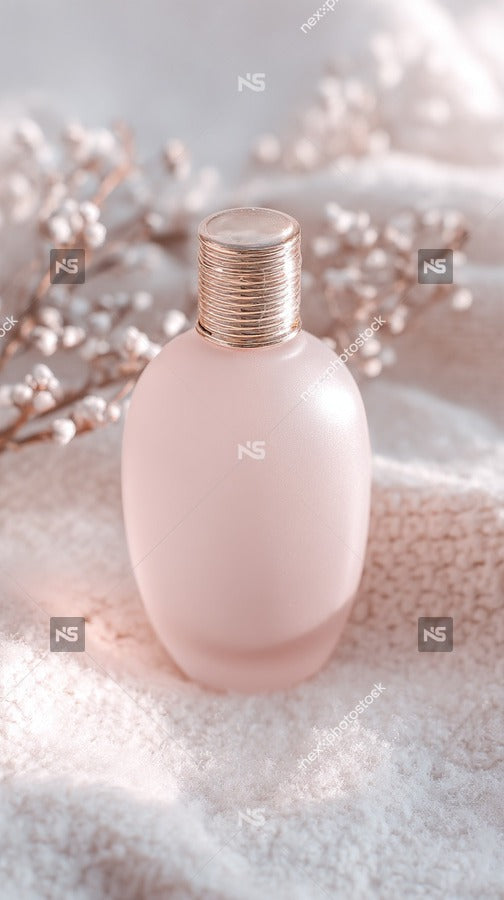 Perfume Bottle With Pink Liquid Placed On A White Surface — Stock Photo
