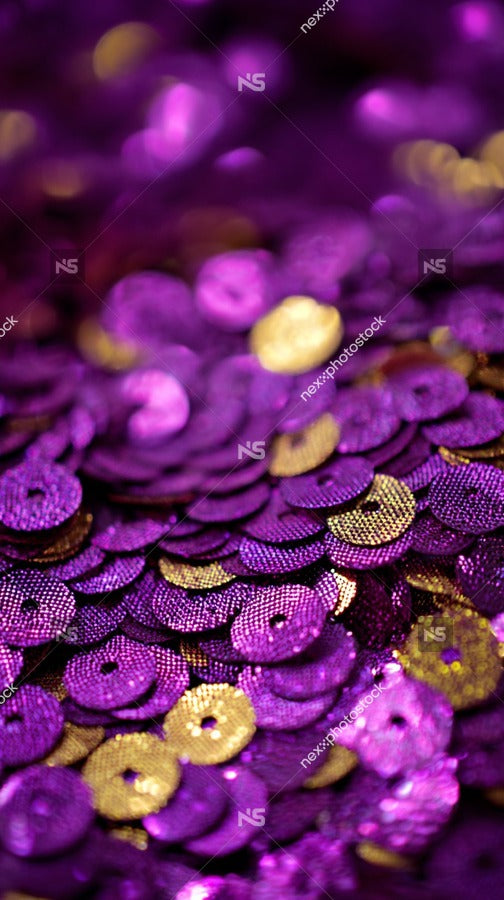 Purple Confetti Background With Gold Sequins And Circular Cutouts — Stock Photo