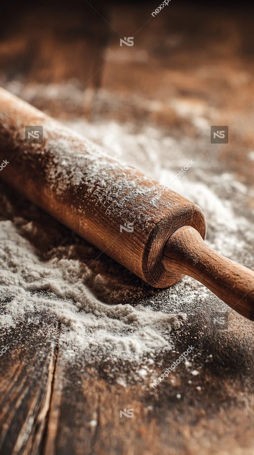A Wooden Rolling Pin Filled With Spices Ready For Use In A Kitchen Setting — Stock Photo