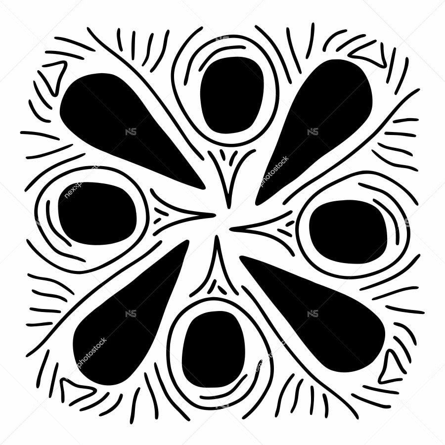 Displays An Abstract Pattern Consisting Of A Symmetrical Arrangement Of Curved Lines That Create A Circular Motif — Stock Vector