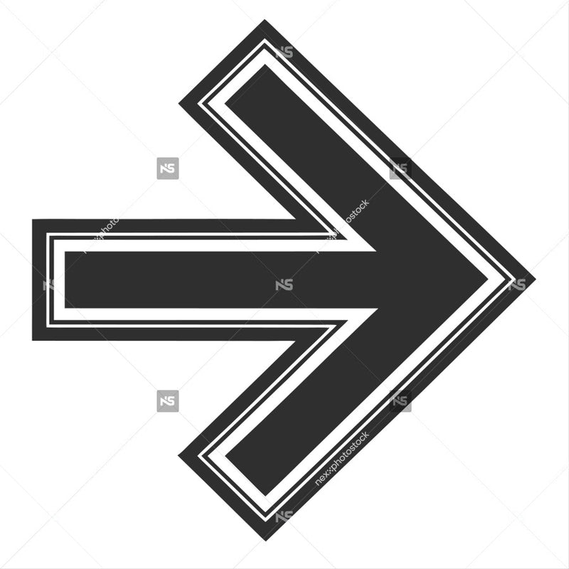 Displays A Black And White Arrow Sign Which Is An Abstract Representation Of A Directional Indicator — Stock Vector
