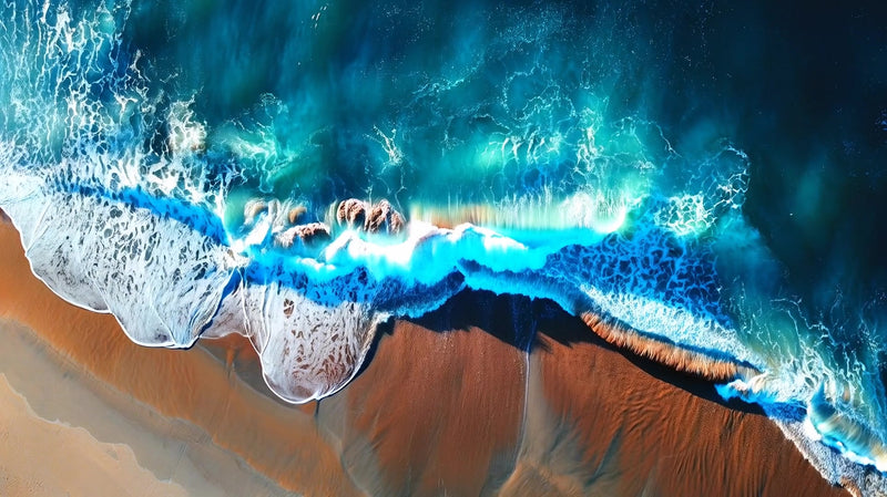 ocean waves with blue foam - Stock Video