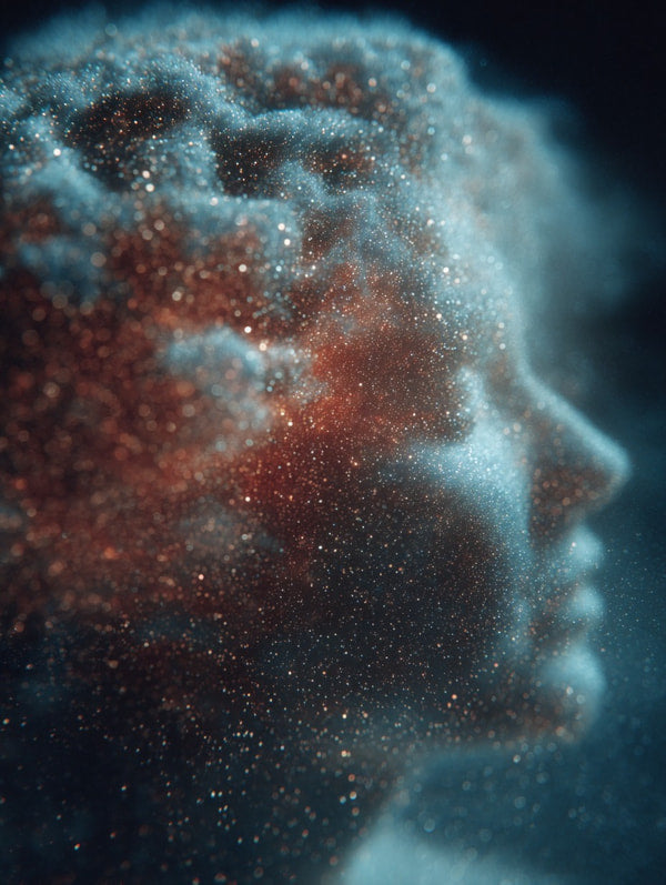 A Cosmic Portrait Of A Person S Face Set Against A Dark Background With A Starry Sky Effect — Stock Photo
