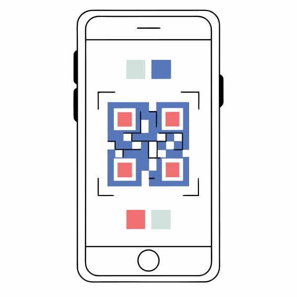 Qr Code Scanning App With A Blue And White Checkerboard Pattern In The Center Of The Screen Displayed On A Smartphone — Stock Vector