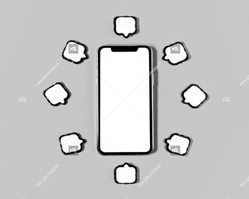 Showcases A Social Media Influencer S Display Of A Smartphone With Multiple Phones Arranged In A Circular Pattern Around A Central Device — Stock Illustration