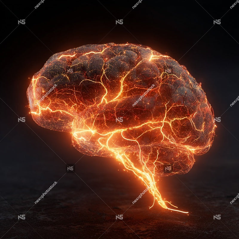 Glowing Brain With Red Veins — Stock Photo