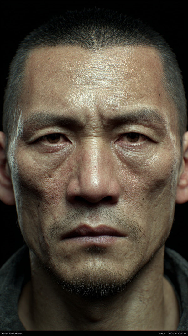 A Man S Intense Portrait In A Close Up Shot Showcasing His Serious Expression And Visible Signs Of Aging — Stock Photo