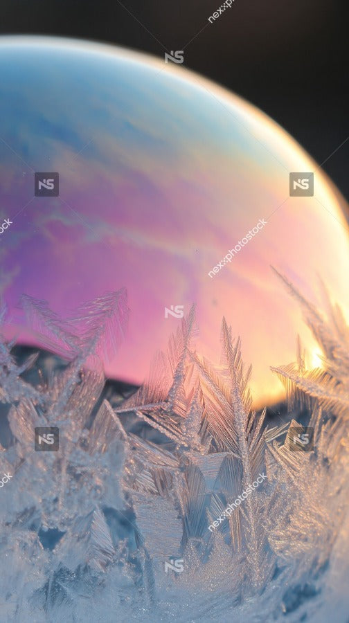 Icy Crystals Against A Purple Backdrop — Stock Photo