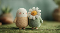 Two Cartoon Characters One Resembling A Humanoid Figure And The Other A Plant Like Creature Stand Side By Side In A Garden Setting — Stock Photo