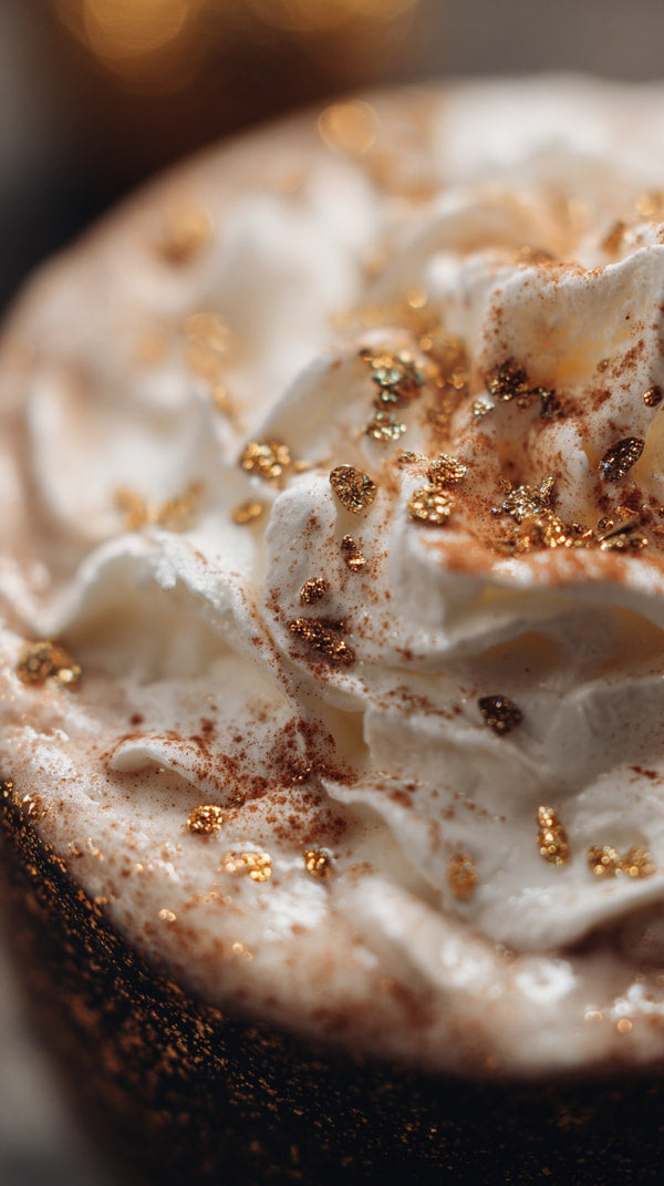 A Close Up Of A Cinnamon Roll With Whipped Cream And Sprinkles On Top Presented In A Portrait Orientation — Stock Photo