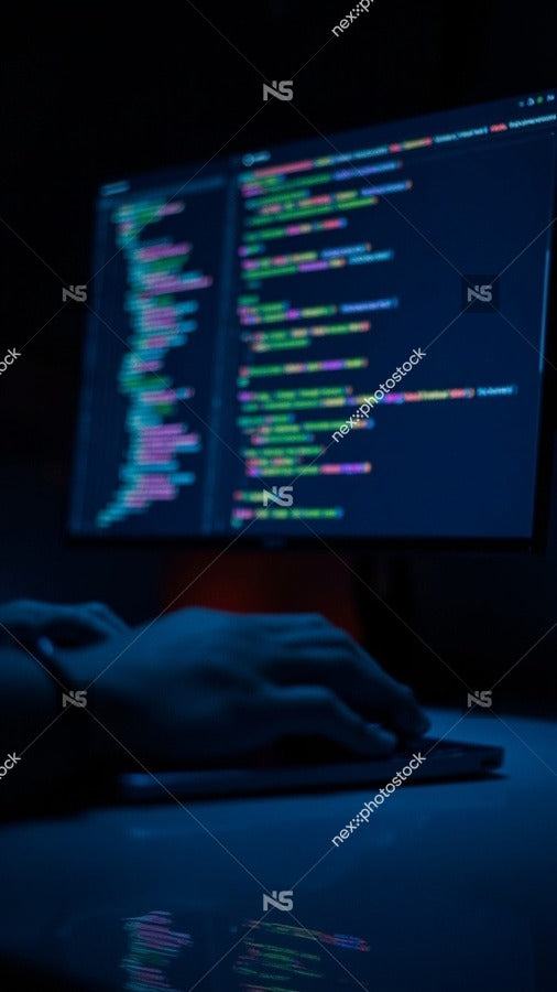 Computer Programmer Working On A Computer — Stock Photo