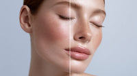 A Woman S Face With A Close Up View Of Her Eye And Nose Showcasing Her Serene Skin Care Routine — Stock Photo
