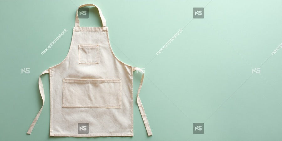 Tan Apron Against Light Blue Background — Stock Photo
