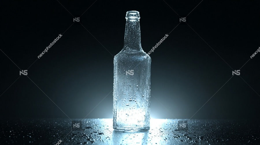 A Clear Bottle Sits On A Table — Stock Photo