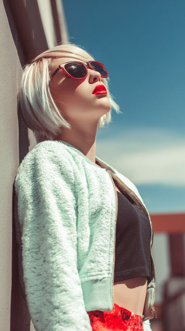 Woman In Sunglasses Leaning Against Wall — Stock Photo