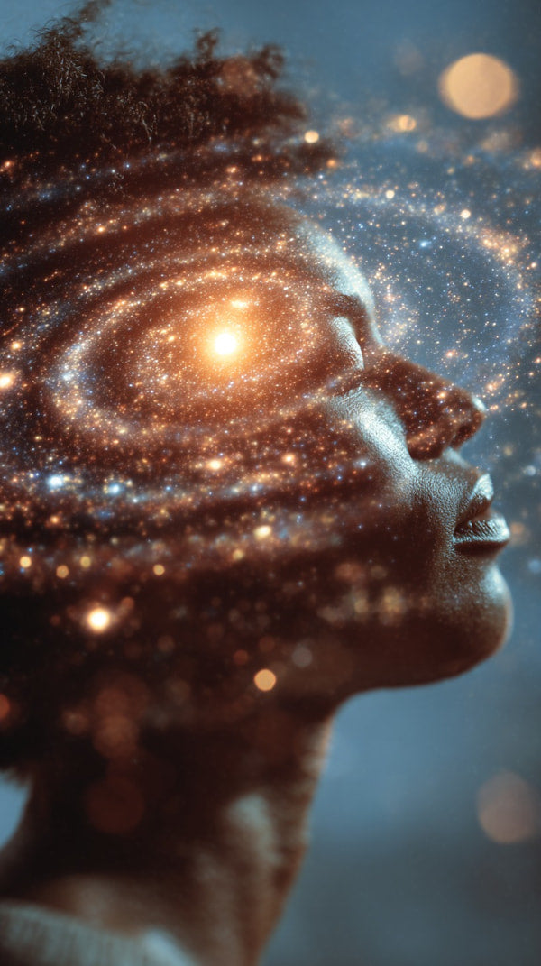 Cosmic Mind A Portrait Of A Person In A Galaxy — Stock Photo