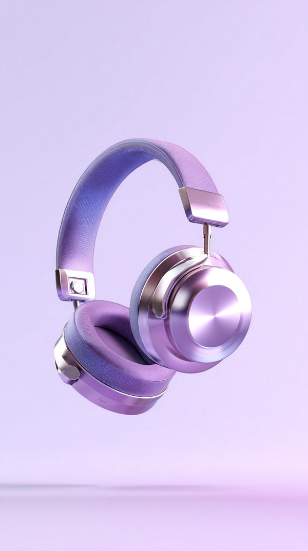 Purple Headphones With Gold Accents — Stock Photo