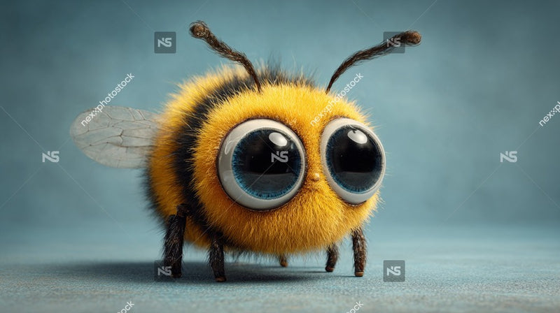 A Bee With Large Curious Eyes Stands On A Blue Surface Looking Directly At The Camera — Stock Photo