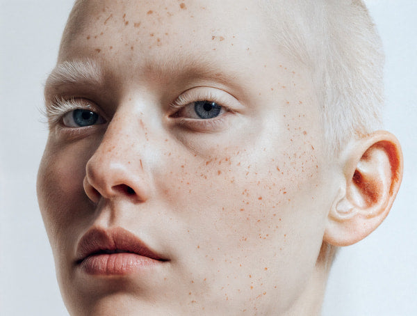 A Close Up Portrait Of An Individual With Albinism Emphasizing Their Distinctive Features And Promoting Awareness For The Condition — Stock Photo