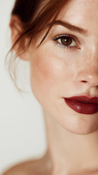Woman In Close Up Portrait With Red Lipstick — Stock Photo