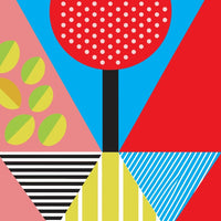 Colorful Abstract Art Geometric Shapes And A Vibrant Palette Of Red Yellow Blue And Green — Stock Vector
