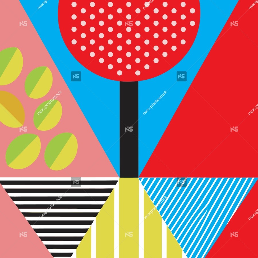 Colorful Abstract Art Geometric Shapes And A Vibrant Palette Of Red Yellow Blue And Green — Stock Vector