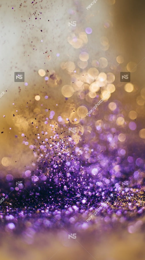 Purple Confetti Explosion In Close Up With A Bokeh Background — Stock Photo