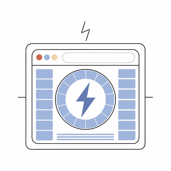 Illustration Of A Digital Dashboard With A Lightning Bolt Icon And A Power Button — Stock Vector