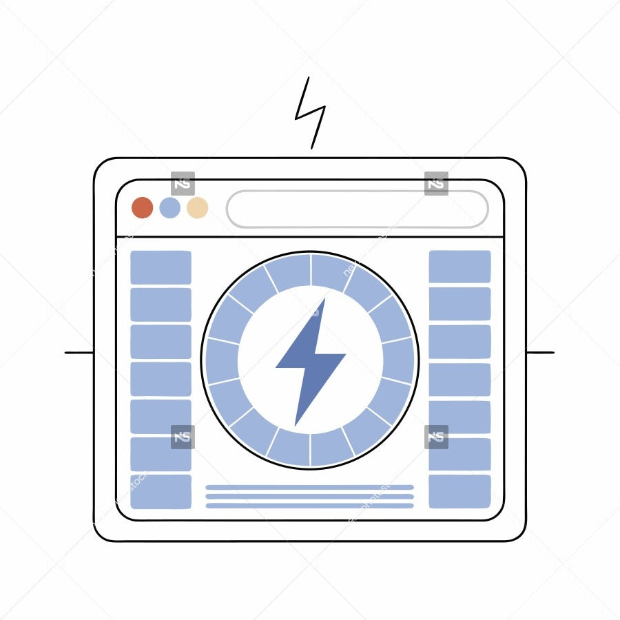 Illustration Of A Digital Dashboard With A Lightning Bolt Icon And A Power Button — Stock Vector