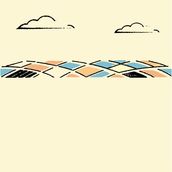 An Illustration An Aerial View Of A Beach With A Clear Sky And A Colorful Pattern On The Sand — Stock Vector