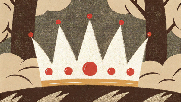 A Crown Of Candles With Red Wax Dripping From The Tips Set Against A Backdrop Of Trees And A Blue Sky — Stock Illustration