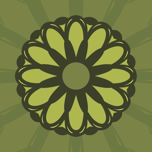 A Vibrant Yellow Flower With A Contrasting Green Center Set Against A Solid Background — Stock Vector