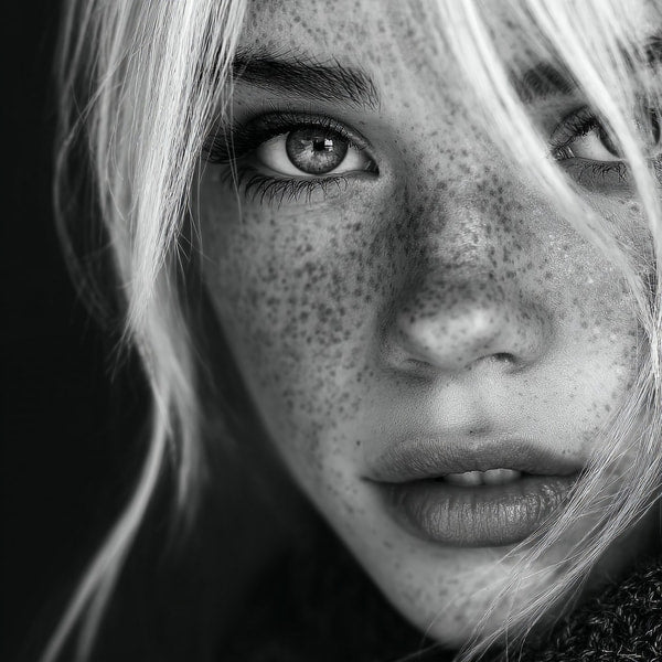 Woman With Freckles In Close Up Looking To Side — Stock Photo