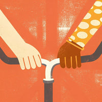 Two Hands Holding Bicycle Handlebars — Stock Illustration