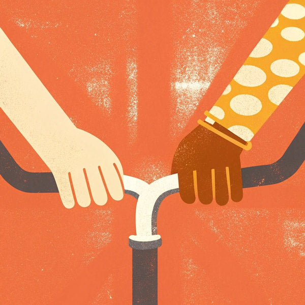 Two Hands Holding Bicycle Handlebars — Stock Illustration