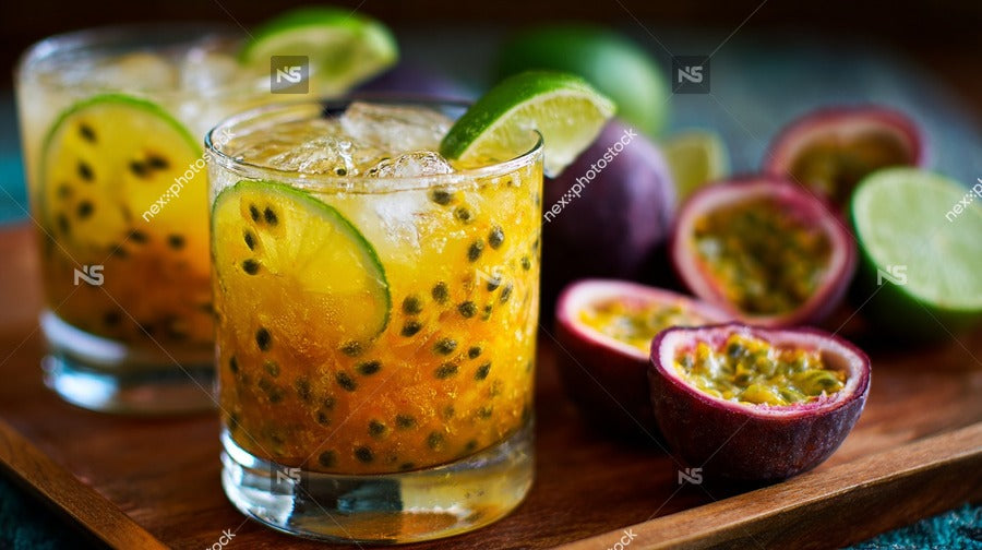 Cocktails With Exotic Fruit Garnish — Stock Photo